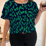 Blusa Feminina Plus Size Gola Redonda Manga em Camadas