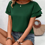 Blusa Feminina Manga Curta com Babado Elegante