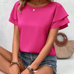 Blusa Feminina Manga Curta com Babado Elegante