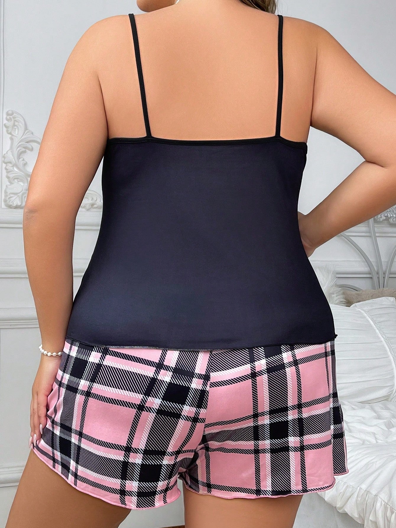 Pijama Plus Size Feminino Curto Regata Xadrez
