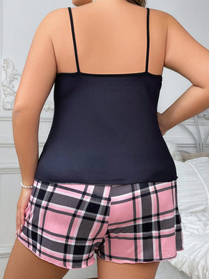 Pijama Plus Size Feminino Curto Regata Xadrez