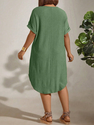 Vestido Midi Plus Size Soltinho Manga Morcego