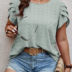 Blusa Plus Size Manga Curta Gola Redonda