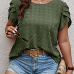 Blusa Plus Size Manga Curta Gola Redonda