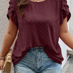 Blusa Plus Size Manga Curta Gola Redonda