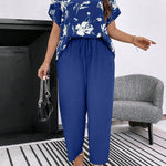 Conjunto Feminino Plus Size Manga Curta Calça Soltinha