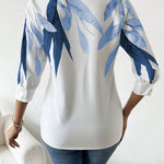 Camisa Feminina Meia Manga Estampada Decote V