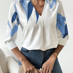 Camisa Feminina Meia Manga Estampada Decote V