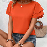 Blusa Feminina Manga Curta com Babado Elegante