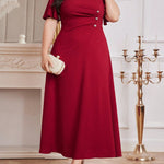 Vestido Longo Plus Size Feminino com Botões Laterais Festa