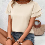 Blusa Feminina Manga Curta com Babado Elegante