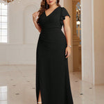 Vestido Longo Plus Size Chiffon com Fenda