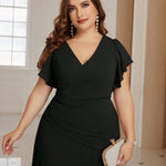 Vestido Longo Plus Size Chiffon com Fenda