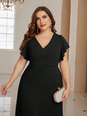 Vestido Longo Plus Size Chiffon com Fenda