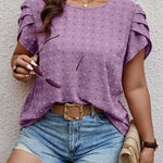 Blusa Plus Size Manga Curta Gola Redonda