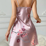 Camisola de Cetim Feminina Floral Decote V