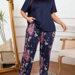 Pijama Longo Feminino Plus Size Florido