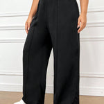 Calça Wide Leg Feminina Plus Size Lisa Soltinha