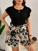 Conjunto Feminino Plus Size Blusa e Bermuda Estampa Floral