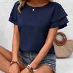 Blusa Feminina Manga Curta com Babado Elegante