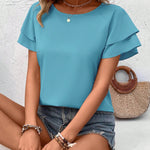Blusa Feminina Manga Curta com Babado Elegante