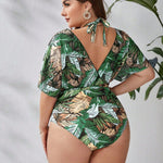 Maiô Plus Size com Mangas e Tule