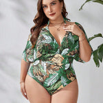 Maiô Plus Size com Mangas e Tule