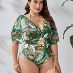 Maiô Plus Size com Mangas e Tule