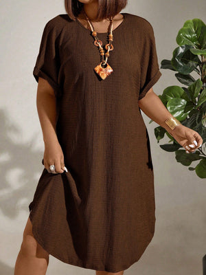 Vestido Midi Plus Size Soltinho Manga Morcego