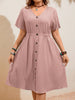 Vestido Midi Plus Size com Botões Soltinho