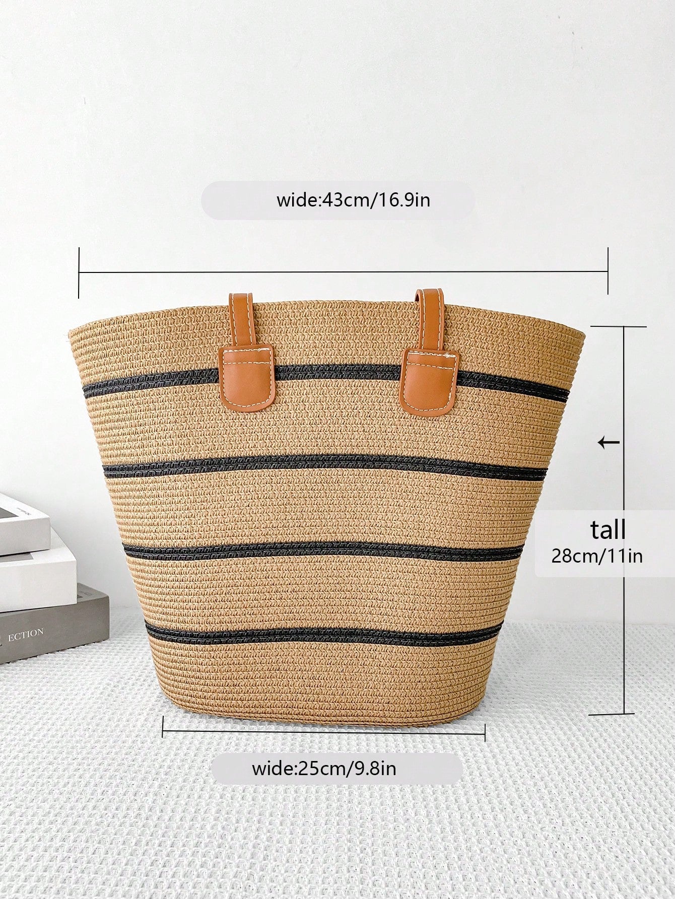 Conjunto Chapéu de Palha Feminino e Bolsa Grande