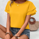 Blusa Feminina Manga Curta com Babado Elegante