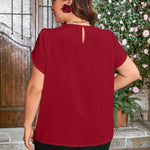 Blusa Plus Size de Renda Gola Redonda