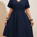 Vestido Midi Plus Size com Botões Soltinho