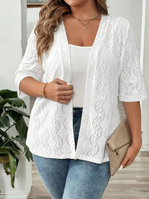 Casaco de Malha Feminino Meia Manga Plus Size