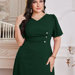Vestido Longo Plus Size Feminino com Botões Laterais Festa