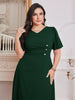 Vestido Longo Plus Size Feminino com Botões Laterais Festa