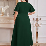 Vestido Longo Plus Size Feminino com Botões Laterais Festa