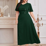 Vestido Longo Plus Size Feminino com Botões Laterais Festa