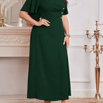 Vestido Longo Plus Size Feminino com Botões Laterais Festa