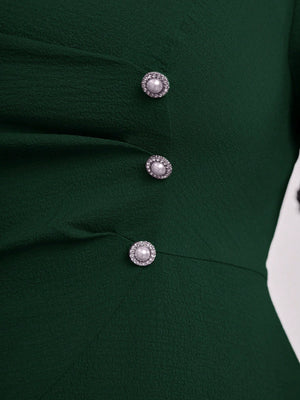Vestido Longo Plus Size Feminino com Botões Laterais Festa