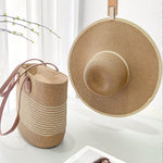Conjunto Chapéu de Palha Feminino e Bolsa Grande