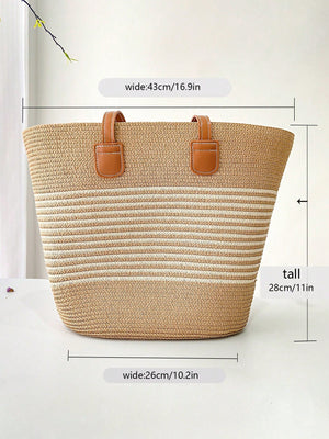 Conjunto Chapéu de Palha Feminino e Bolsa Grande