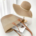 Conjunto Chapéu de Palha Feminino e Bolsa Grande