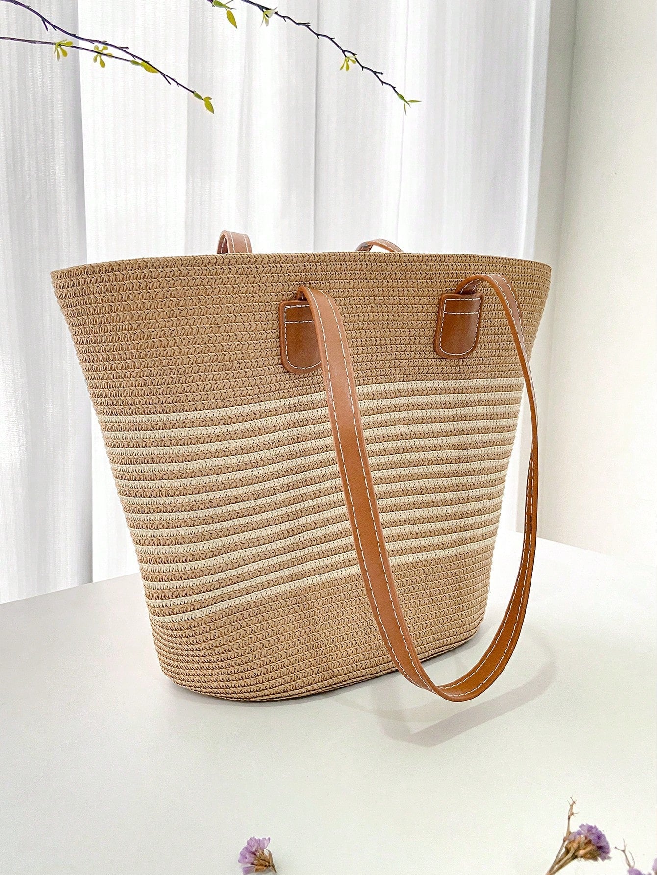 Conjunto Chapéu de Palha Feminino e Bolsa Grande