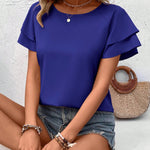 Blusa Feminina Manga Curta com Babado Elegante