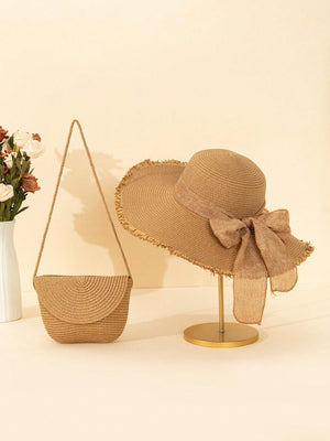 Conjunto de Chapéu de Praia e Bolsa Transversal