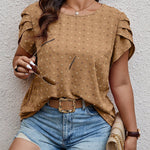 Blusa Plus Size Manga Curta Gola Redonda
