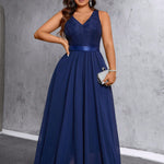 Vestido Longo Plus Size Festa Elegante Decote V