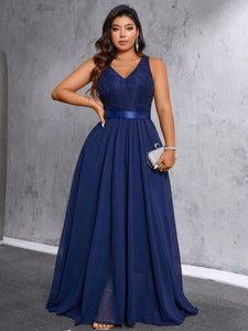 Vestido Longo Plus Size Festa Elegante Decote V
